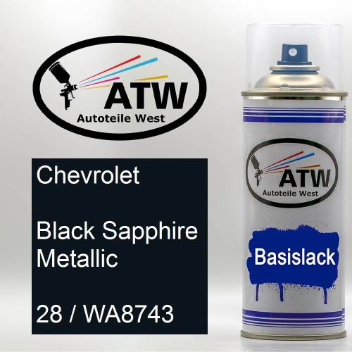 Chevrolet, Black Sapphire Metallic, 28 / WA8743: 400ml Sprühdose, von ATW Autoteile West.